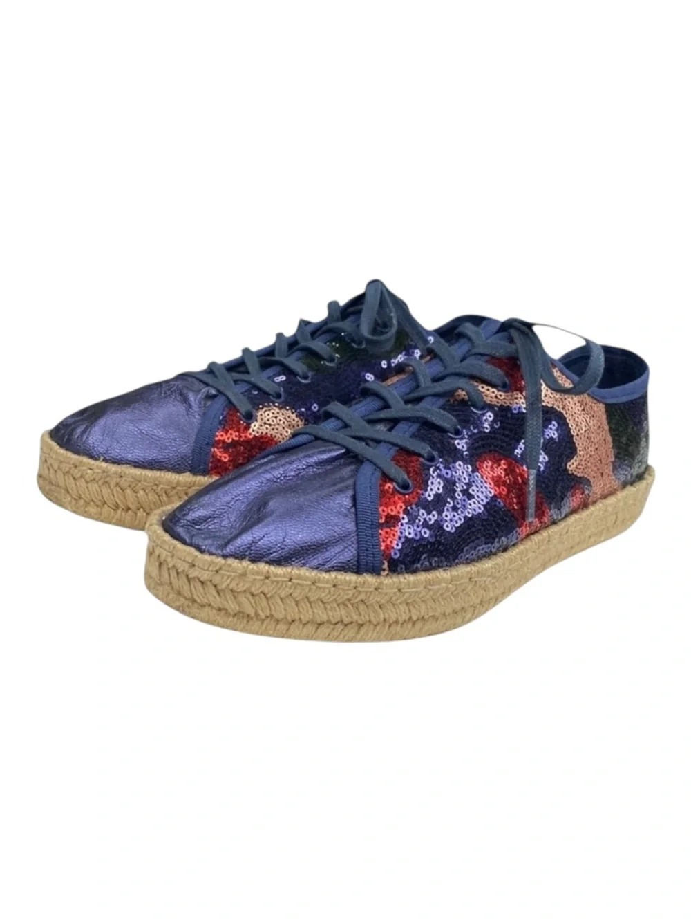 Ibizas ༄ Sequin Platform Espadrilles Lace Up Sneakers ༄ Navy Red Pink༄ 40 9 9.5
